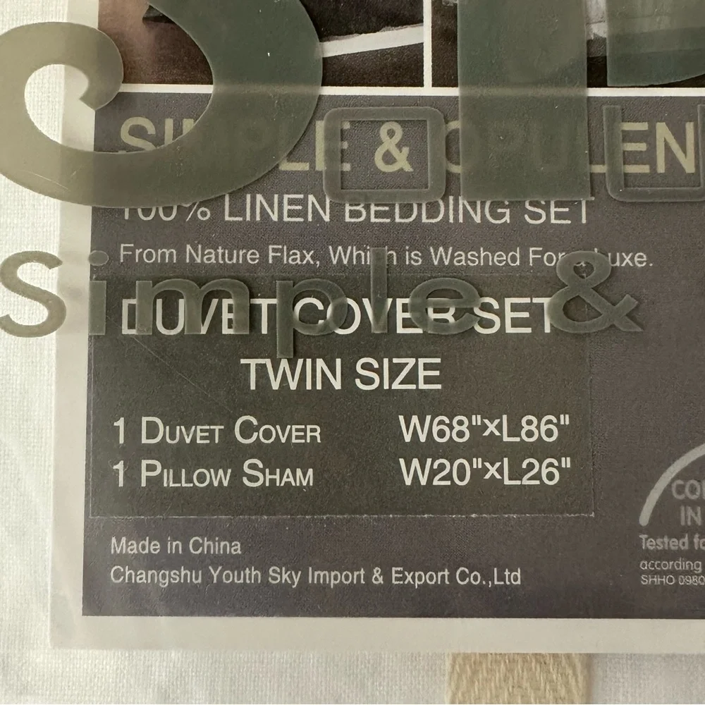 NWT Simple Opulence Twin Size 100% Linen Duvet Cover Set - Picture 8 of 16